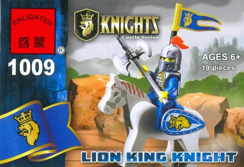 картинка Конструктор BRICK ENLIGHTEN "Knights / Рыцари" Арт.1009 "LION KING KNIGHT / Королевский рыцарь на бе от магазина Чудо Городок