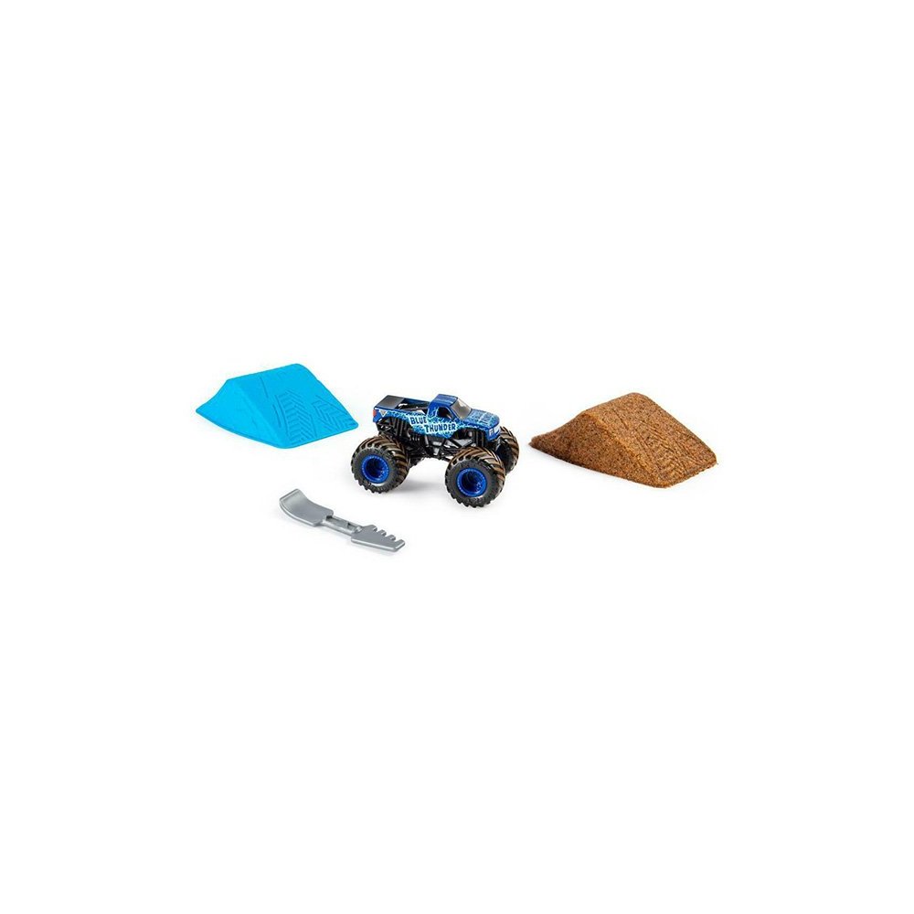 картинка Monster Jam 6045198-BLU Монстр Джем Blue Thunder игровой набор с машинкой и кинетическим песком от магазина Чудо Городок