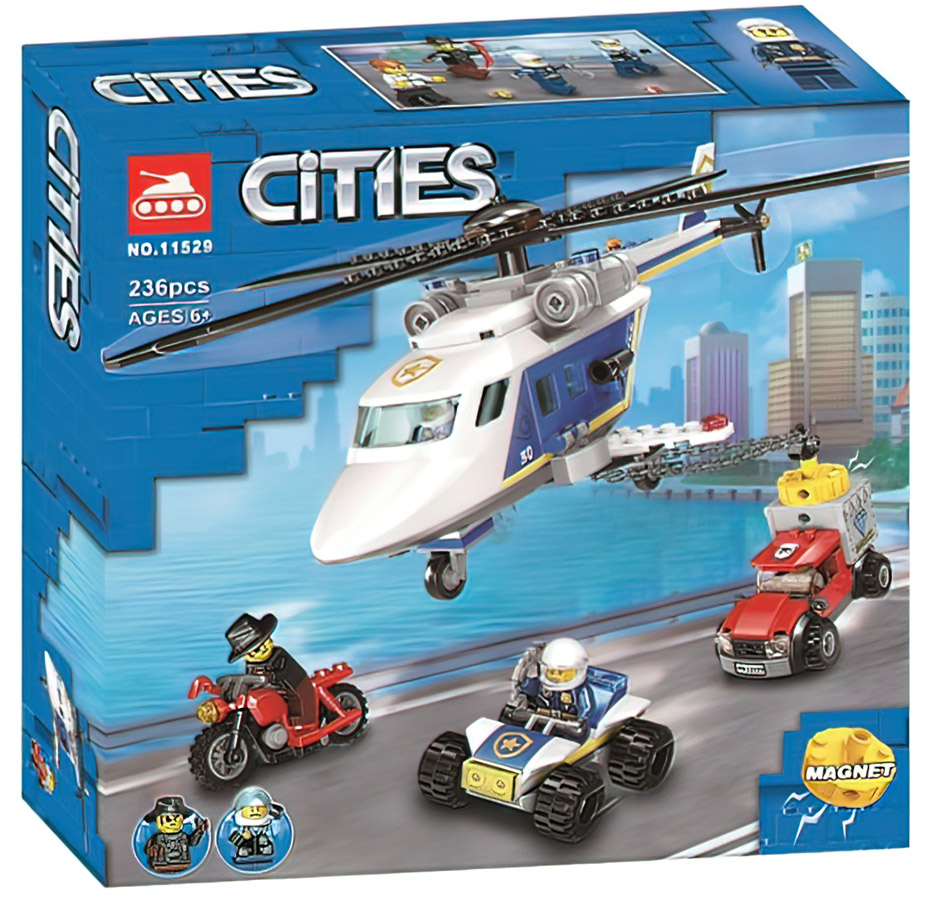 картинка Конструктор Погоня на полицейском вертолете T-11529 аналог LEGO 60243 от магазина Чудо Городок
